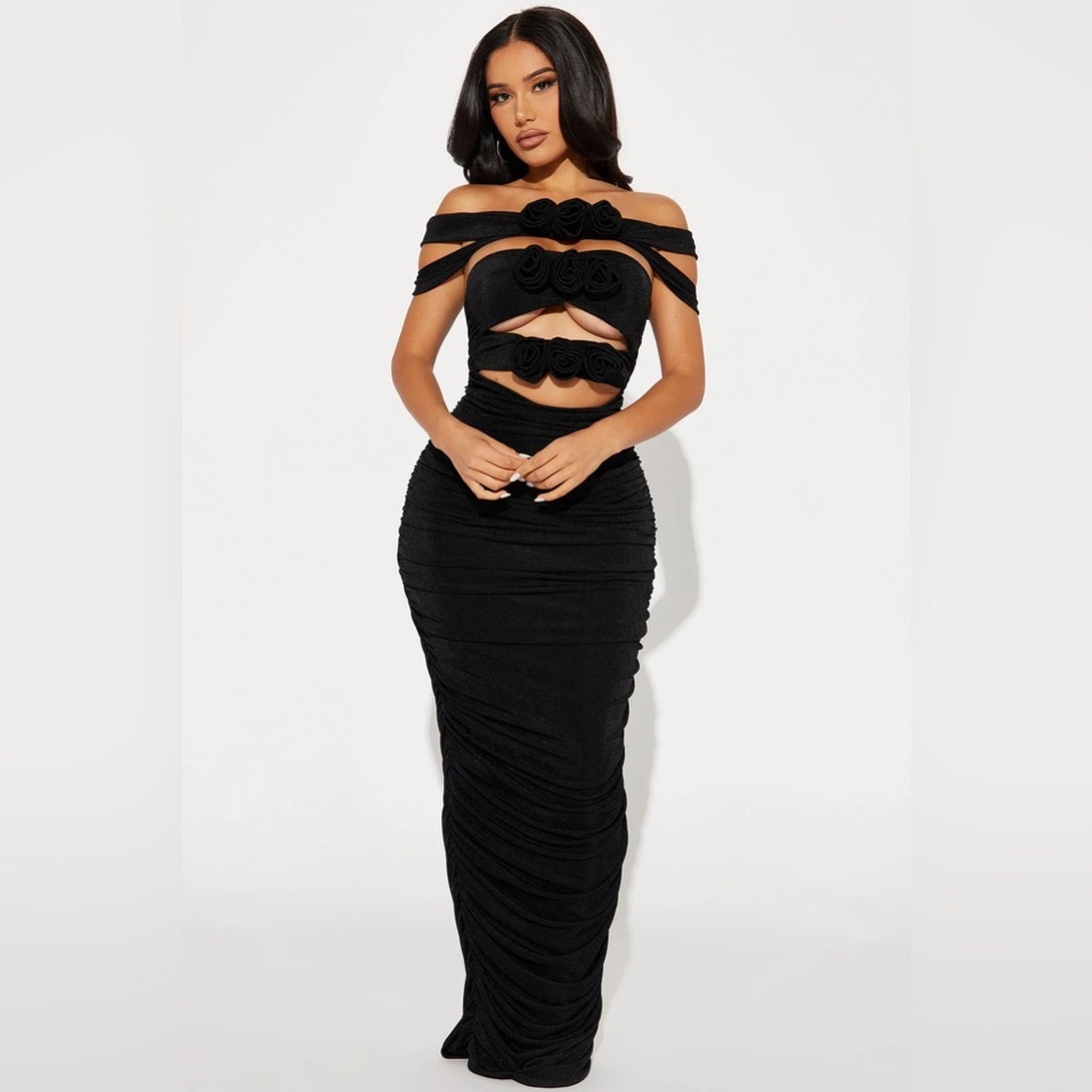 Sexy black cut out maxi dress